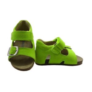 Sandalo primo passo in camoscio con velcro e fibbia