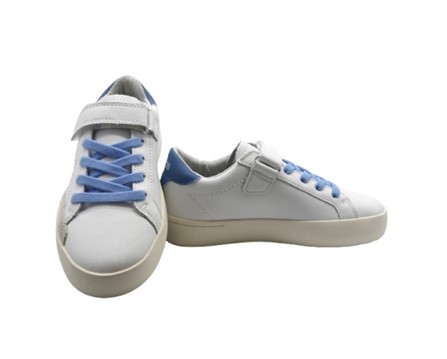 Sneaker ginnica in pelle  con velcro e lacci