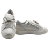 Sneaker in pelle con lacci, zip e applicazione fiocco strass