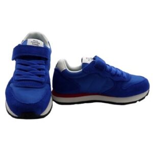 Sneaker ginnica in pelle con riporti a contrasto con velcro