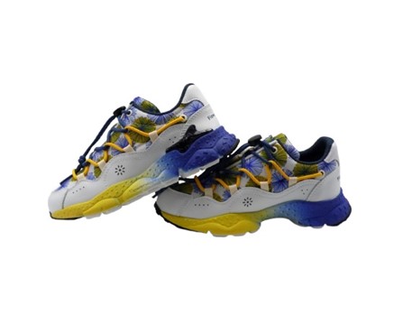 Sneaker in ecopelle e tessuto tecnico con lacci a coulisse