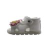 Sandalo primo passo in pelle con doppio velcro e fiore