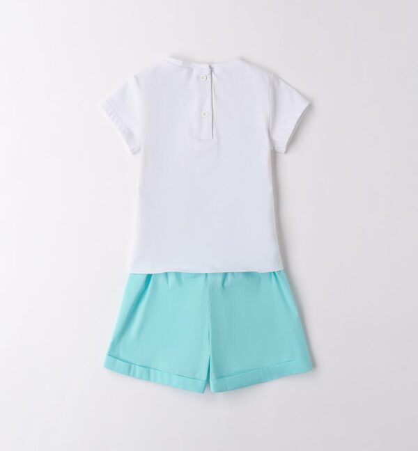 Completo t-shirt con stampa unicorno e short