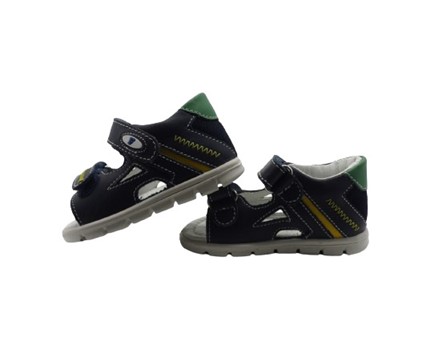 Sandalo primo passo in pelle con doppio velcro