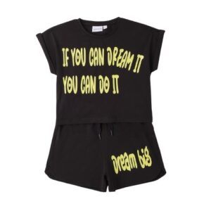 Completo t-shirt con scritta e short