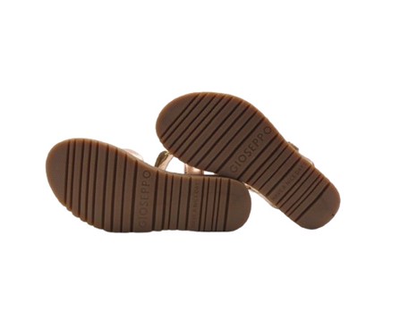 Sandalo in pelle laminata con intreccio e velcro