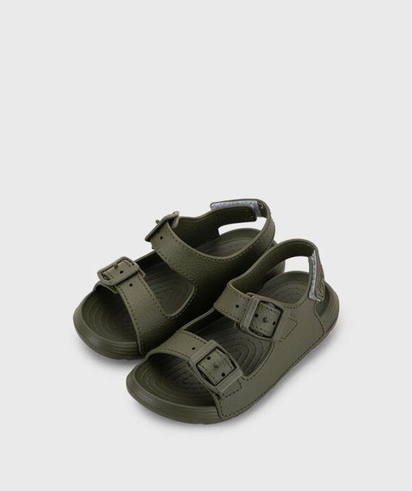 Sandalo doppia fibbia e velcro posteriore