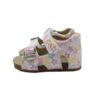 Sandalo primo passo in pelle con stelline velcro e fibbia