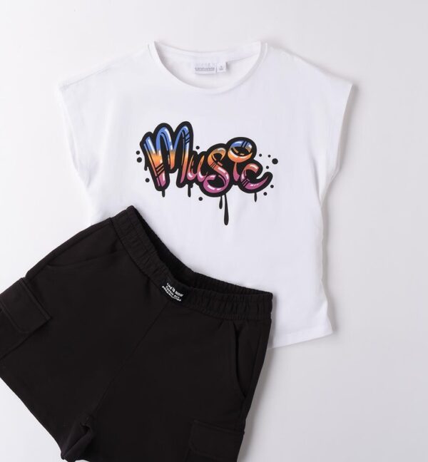 Completo t-shirt con stampa music e short