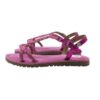 Sandalo in pelle e raffia intrecciata con strass e fibbia