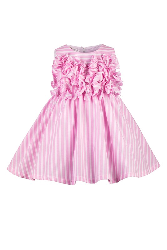 Vestito smanicato a righe con frange