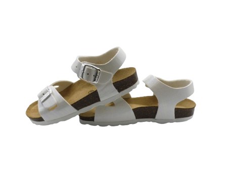 Sandalo in eco pelle con doppie fibbie