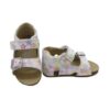 Sandalo primo passo in pelle con stelline velcro e fibbia