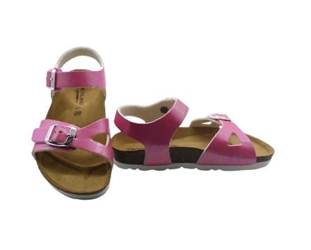 Sandalo in eco pelle con doppie fibbie