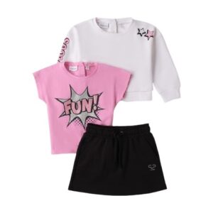 Completo felpa, t-shirt e gonna