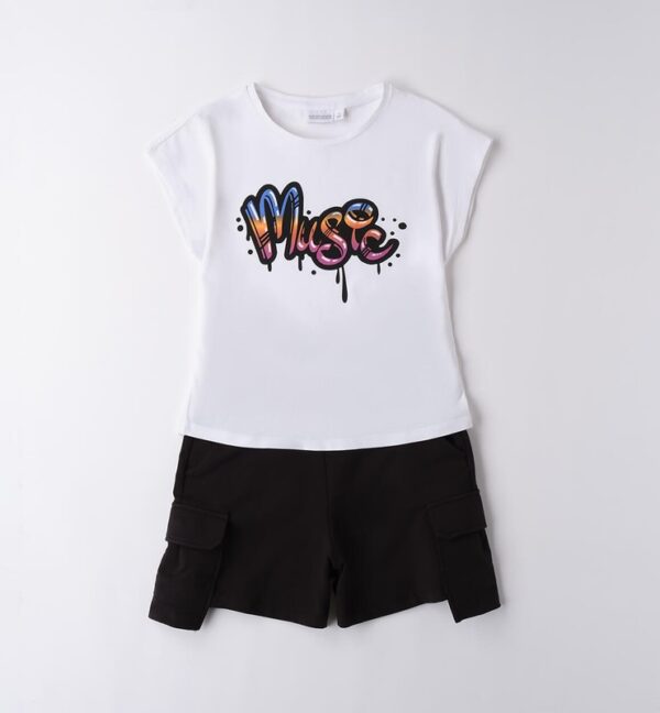 Completo t-shirt con stampa music e short