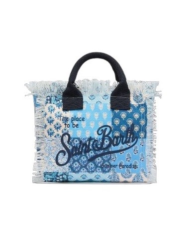 Borsa in tela di cotone con stampa patch floreale