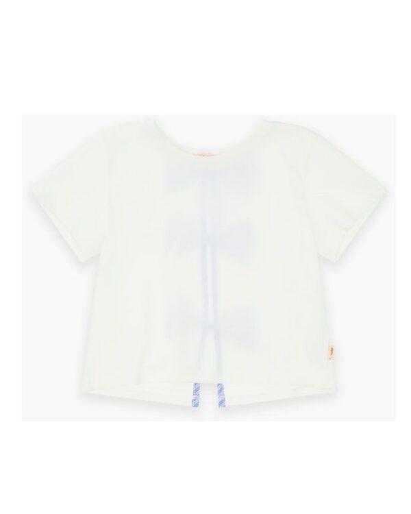 T-shirt mezza manica con fiocchi sul retro a righe