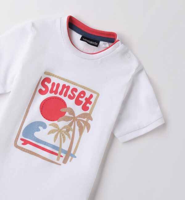 T-shirt mezza manica con stampa sunset