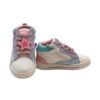 Sneaker primo passo in pelle e tela con lacci e zip