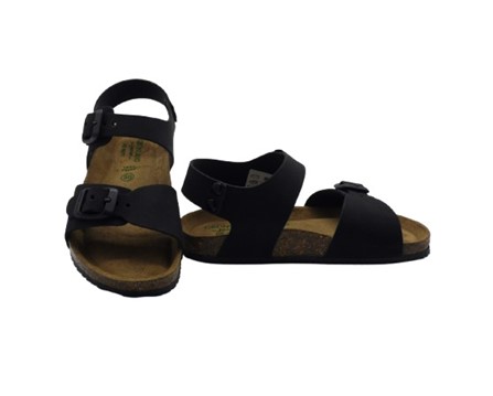 Sandalo in eco pelle con doppia fibbia