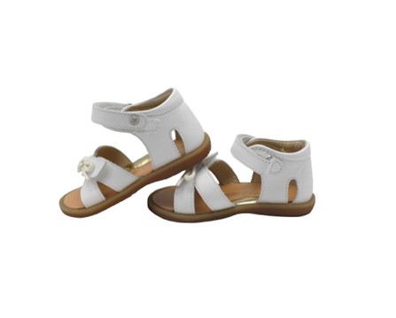 Sandalo in pelle con fiocchetto e doppio velcro