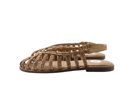 Sandali chiusi in pelle intrecciata con velcro