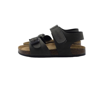 Sandalo in eco pelle con fibbia e velcro