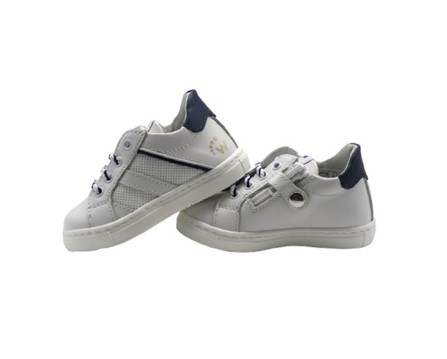 Sneaker primo passo in pelle con lacci e zip