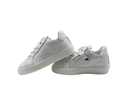 Sneaker in pelle con lacci e zip