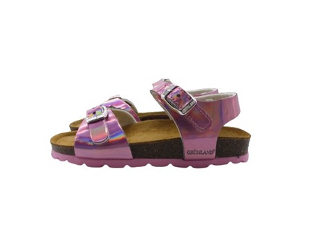 Sandalo in vernice laminata con doppie fibbie