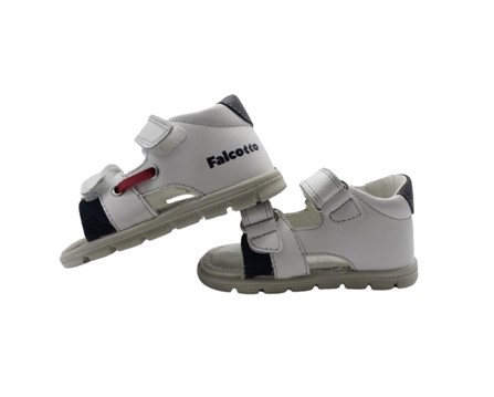 Sandalo primo passo in pelle con doppio velcro