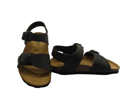 Sandalo in eco pelle con doppie fibbie