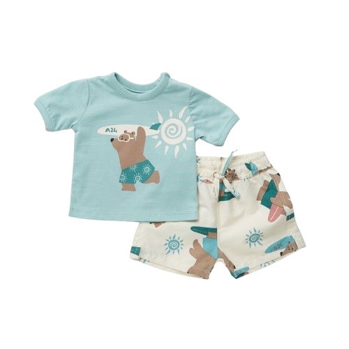 Completo t-shirt e bermuda fantasia orso