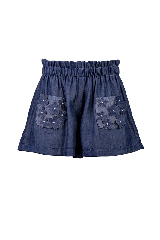 Short con elastico in vita e taschine con fiorellini