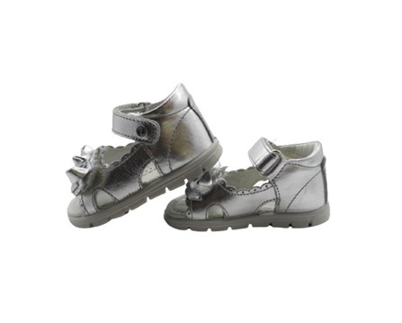 Sandalo primo passo in pelle laminata con doppio velcro