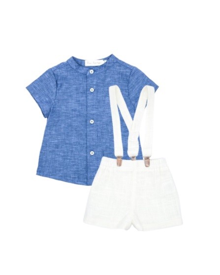 Completo camicia mezza manica con salopette