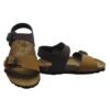 Sandalo eco pelle bicolor con doppia fibbia