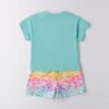 Completo t-shirt con unicorno in strass e short cuoricini