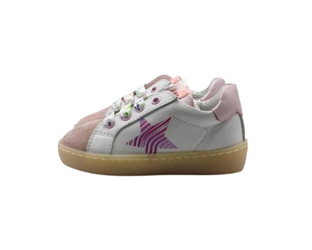 Sneaker in pelle e camoscio con lacci e zip