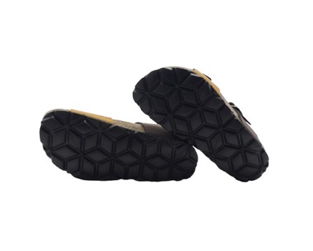 Sandalo eco pelle bicolor con doppia fibbia