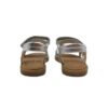 Sandalo in pelle laminata con fiore e velcro