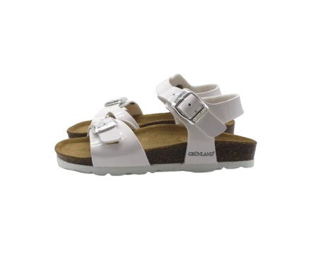 Sandalo in vernice con doppie fibbie