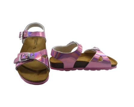 Sandalo in vernice laminata con doppie fibbie