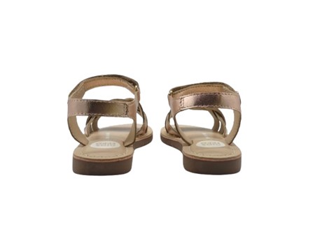 Sandalo in pelle laminata con intreccio e velcro