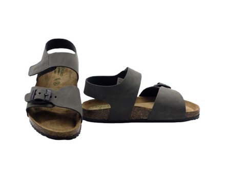 Sandalo in eco pelle con fibbia e velcro