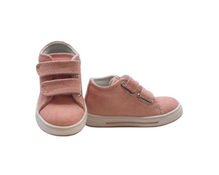 Sneaker primo passo in tela con doppio velcro