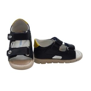 Sandalo primo passo in pelle con doppio velcro