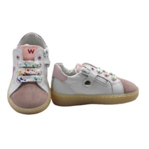 Sneaker in pelle e camoscio con lacci e zip