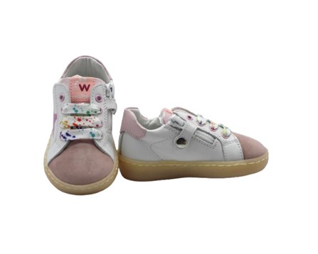 Sneaker in pelle e camoscio con lacci e zip